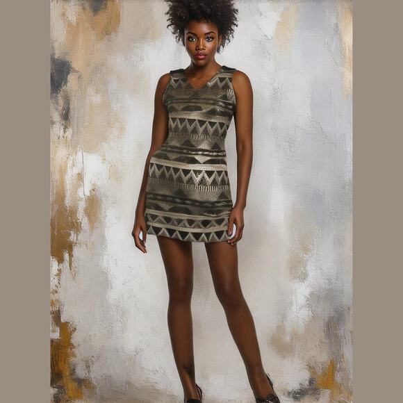 ONE CLOTHING Black Gray White Sequins Party Cocktail Dress S  NWT - Picture 1 of 8